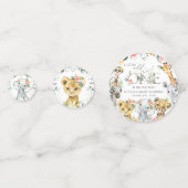 ジャングル動物，サファリ，花，赤ちゃんシャワー コンフェッティ (裏面)