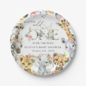 ジャングル動物,サファリ,花,赤ちゃんシャワー ペーパープレート (正面)