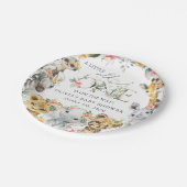 ジャングル動物,サファリ,花,赤ちゃんシャワー ペーパープレート (アングル)