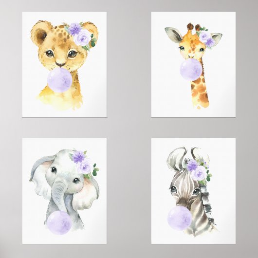 ジャングル動物，紫色のバブルガム男女兼用, (正面)