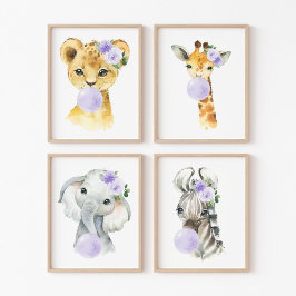 ジャングル動物，紫色のバブルガム男女兼用,