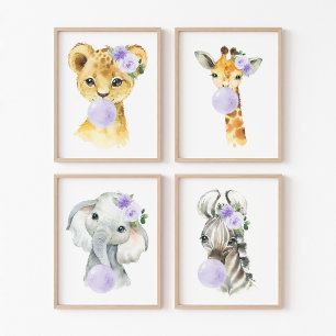 ジャングル動物，紫色のバブルガム男女兼用,