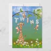 ジャングル双子ベビーシャワー 招待状 (正面)