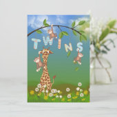 ジャングル双子ベビーシャワー 招待状 (スタンド正面)