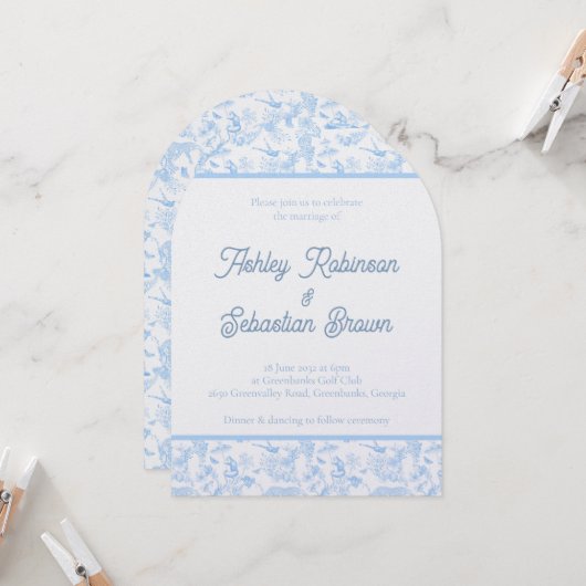 ジャングル名門私立校風のチノイスリートイレ結婚式招待状 招待状 (正面/裏面インサイチュ)