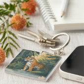 ジャングル威厳のあるワイルドライフエレガントアートの虎 キーホルダー (正面右)