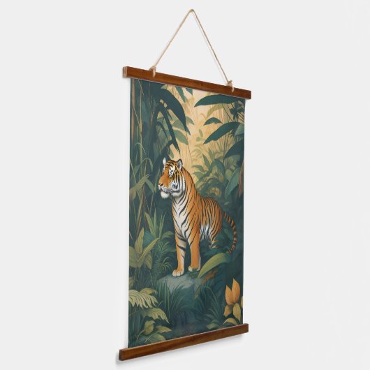 ジャングル威厳のあるワイルドライフエレガントアートの虎 吊り下げ型タペストリー (傾斜あり)