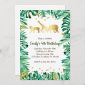 ジャングル子供の誕生日招待状サファリ動物 招待状 (正面/裏面)