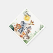 ジャングル子供部屋ベビーキッズパーティーサファリかわいい動物 スタンダードカクテルナプキン (角)