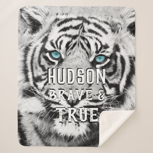 ジャングル子供部屋ベンガルタイガーブルーアイズパターン シェルパブランケット (正面)