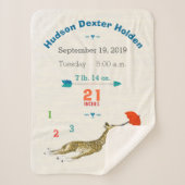 ジャングル子供部屋飛んでいるキリン男の赤ちゃん誕生統計 シェルパブランケット (正面)