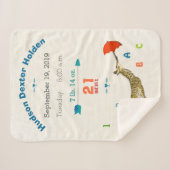 ジャングル子供部屋飛んでいるキリン男の赤ちゃん誕生統計 シェルパブランケット (正面(横))