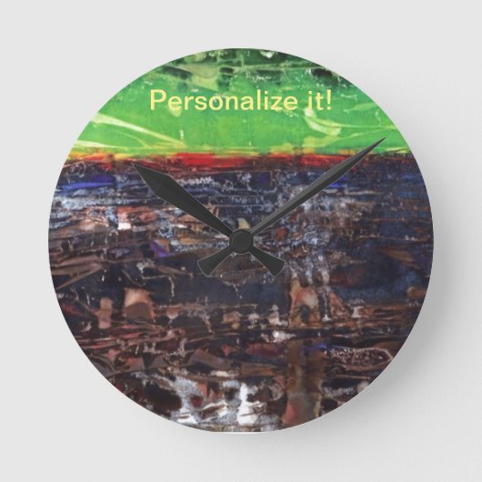 ジャングル川の赤い緑のダークブラウン ラウンド壁時計 (正面)