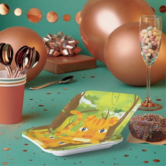 ジャングル怒に登場する可愛いタイガー漫画 ペーパープレート