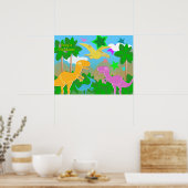 ジャングル恐竜のカラーポスター ポスター (キッチン)