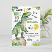 ジャングル恐竜のトリプレックスの誕生日パーティー招待状 招待状 (スタンド正面)