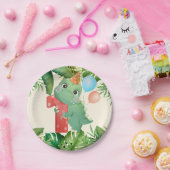 ジャングル恐竜のパーム葉パーティー1st誕生日 ペーパープレート (パーティー)