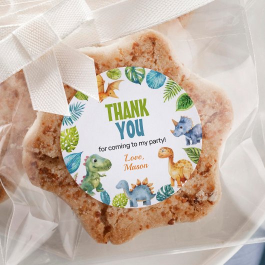 ジャングル恐竜の少年ラベル誕生日赤ちゃんシャワー ラウンドシール