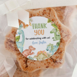 ジャングル恐竜の少年ラベル誕生日赤ちゃんシャワー ラウンドシール