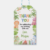 ジャングル恐竜の男の子の誕生日パーティーありがとう ギフトタグ (正面)