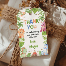 ジャングル恐竜の男の子の誕生日パーティーありがとう ギフトタグ