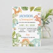 ジャングル恐竜の誕生日パーティーへの招待 招待状 (スタンド正面)