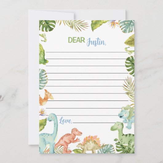 ジャングル恐竜タイムカプセルノートメッセージカード サンキューカード