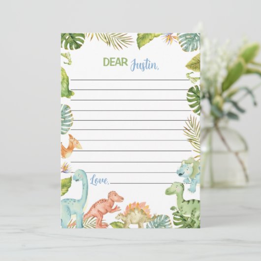 ジャングル恐竜タイムカプセルノートメッセージカード サンキューカード (スタンド正面)