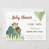 ジャングル恐竜ハッチニュートラル赤ちゃんシャワー 招待状 (正面)
