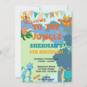 ジャングル恐竜第1期第2期第3期第4期子供の誕生日 招待状 (正面)