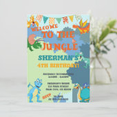 ジャングル恐竜第1期第2期第3期第4期子供の誕生日 招待状 (スタンド正面)