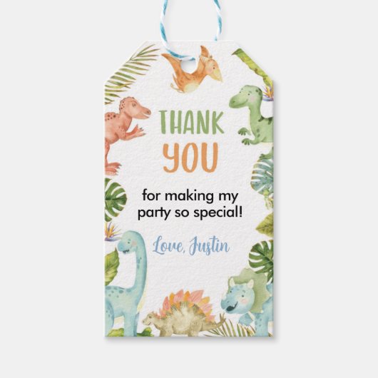 ジャングル恐竜誕生日ありがとうラベル ギフトタグ (正面)