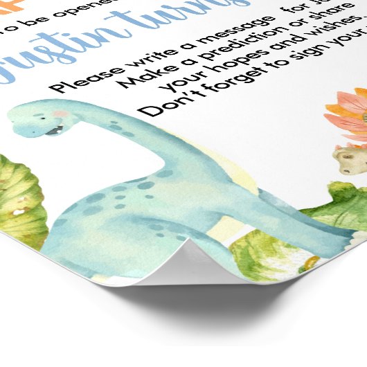 ジャングル恐竜誕生日タイムカプセル標識 ポスター (角)