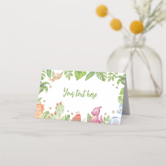 ジャングル恐竜誕生日フードテント プレイスカード (正面)