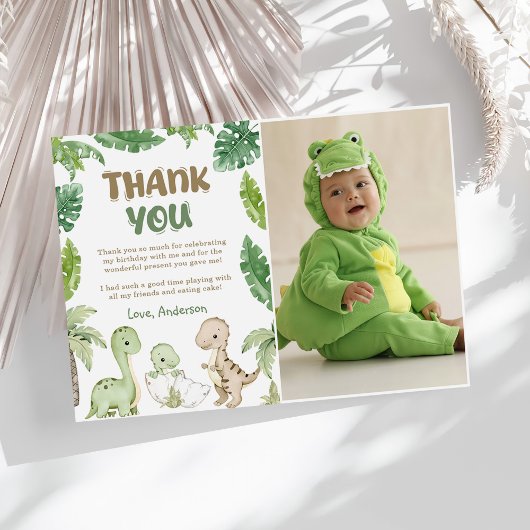 ジャングル恐竜誕生日写真 サンキューカード