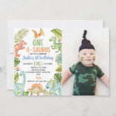 ジャングル恐竜1st誕生日招待状 招待状 (正面)