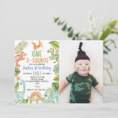 ジャングル恐竜1st誕生日招待状 招待状 (スタンド正面)