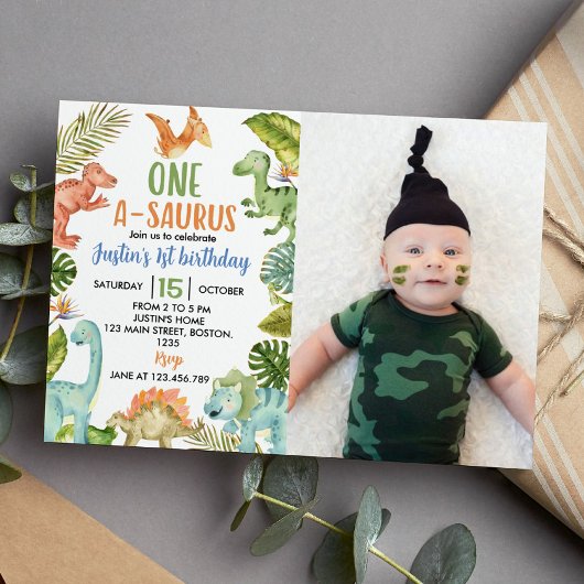 ジャングル恐竜1st誕生日招待状 招待状