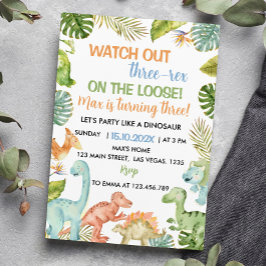 ジャングル恐竜3レックス誕生日招待状 招待状