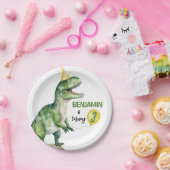 ジャングル恐竜3レックス誕生日 ペーパープレート (パーティー)