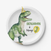 ジャングル恐竜3レックス誕生日 ペーパープレート (正面)