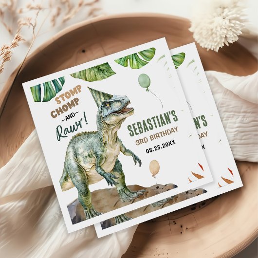 ジャングル恐竜Tレックス3rd誕生日パーティー スタンダードカクテルナプキン