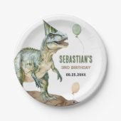 ジャングル恐竜Tレックス3rd誕生日パーティー ペーパープレート (正面)