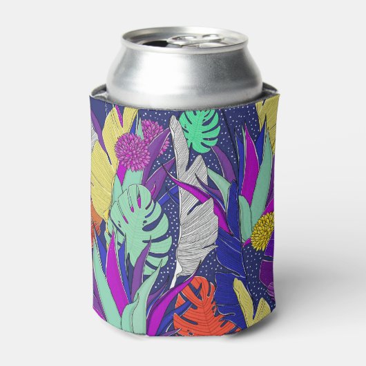 ジャングル振動:ヤシの葉パターン。 缶クーラー (缶正面)