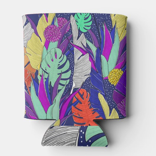 ジャングル振動:ヤシの葉パターン。 缶クーラー (裏面)