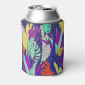 ジャングル振動:ヤシの葉パターン。 缶クーラー (缶裏面)