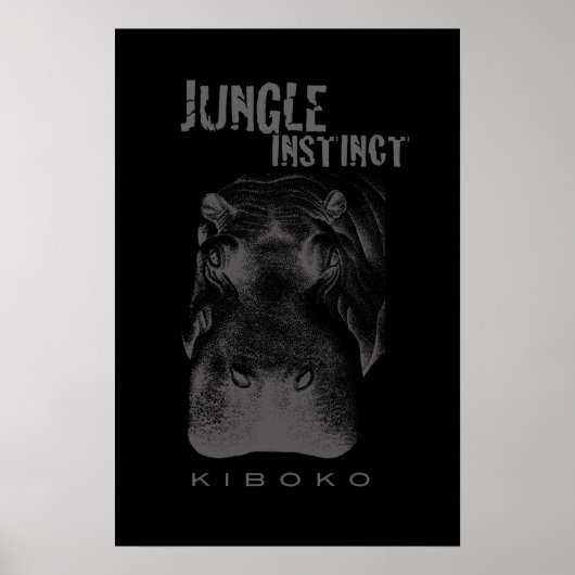 ジャングル本能™_Kiboko_hippo on black ポスター (正面)