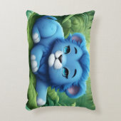 ジャングル枕の青いライオンの子 アクセントクッション (正面(垂直))