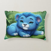 ジャングル枕の青いライオンの子 アクセントクッション (裏面)
