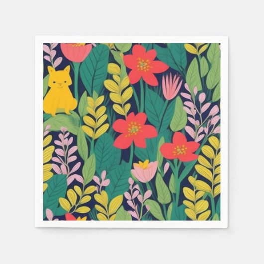 ジャングル模様 スタンダードカクテルナプキン (正面)